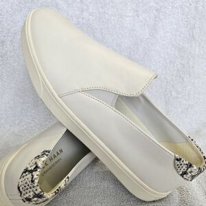 Cole Haan Cream Slip-On Sneakers with Snakeskin Heel Tab